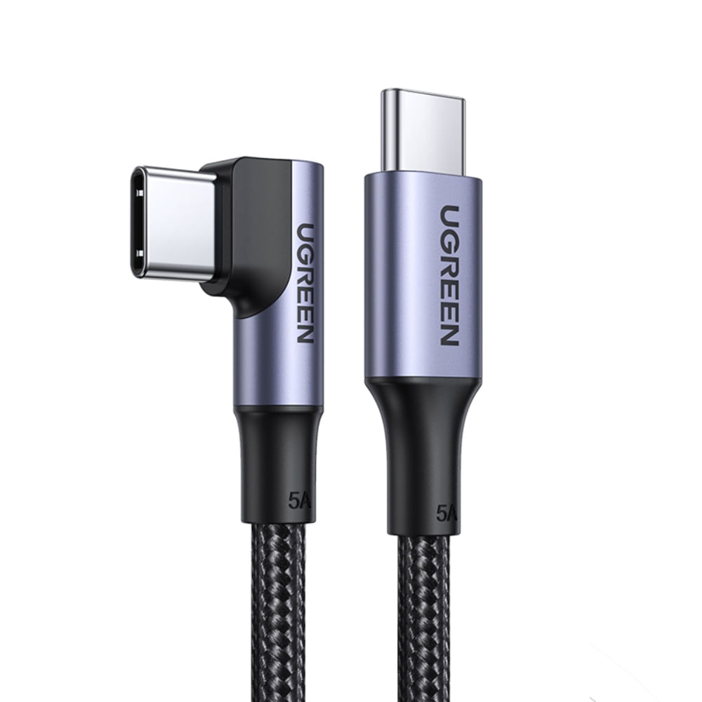 UGREEN CABLE CURVO USB-C/USB-C PD 5A MAX TRENZADO 3M NEGRO US334