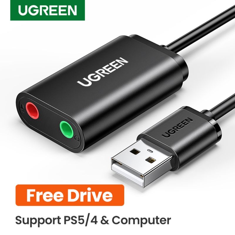 Tarjeta-De-Audio-Externa-Usb-A--2Jack-3.5Mm-M-2H--Audio-Estereo---Mic--15Cm-NegroUGREEN-Us205-Cables-Adaptadores-y-Hub