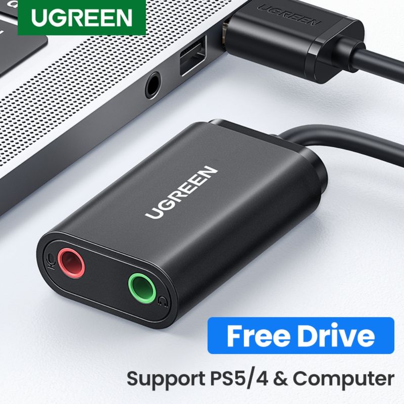 Tarjeta-De-Audio-Externa-Usb-A--2Jack-3.5Mm-M-2H--Audio-Estereo---Mic--15Cm-NegroUGREEN-Us205-Cables-Adaptadores-y-Hub