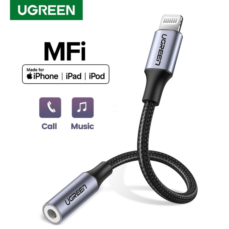 Adaptador-De-Audio-Lightning-Jack-3.5Mm-Estereo-Mfi-Certified-NegroUGREEN-Us211-Cables-y-Adaptadores