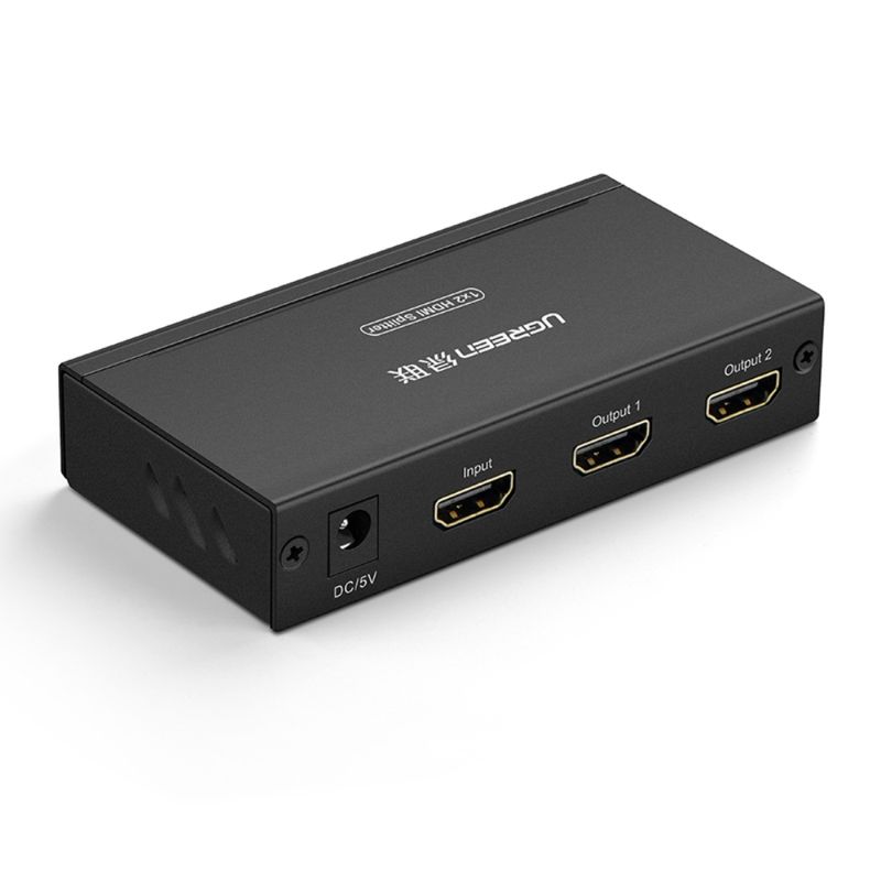 Splitter Amplificador 1X2 Hdmi 1.4 4K/30Hz +(Power Adapt) Aluminio NegroUGREEN 40201 Hdmi