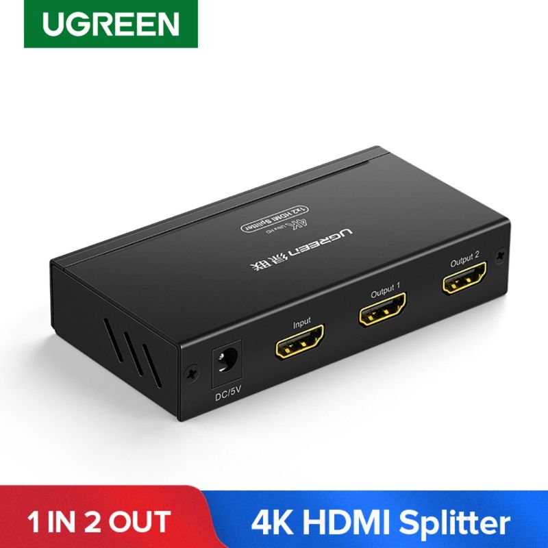 Splitter Amplificador 1X2 Hdmi 1.4 4K/30Hz +(Power Adapt) Aluminio NegroUGREEN 40201 Hdmi