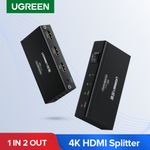 Splitter Amplificador 1X2 Hdmi 1.4 4K/30Hz +(Power Adapt) Aluminio NegroUGREEN 40201 Hdmi