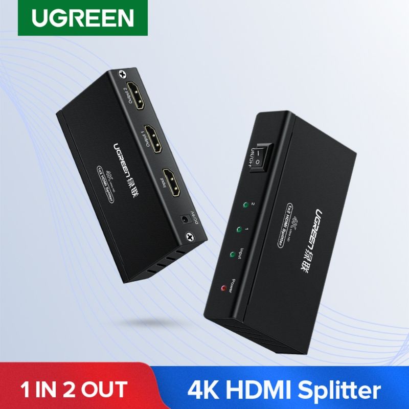 Splitter Amplificador 1X2 Hdmi 1.4 4K/30Hz +(Power Adapt) Aluminio NegroUGREEN 40201 Hdmi