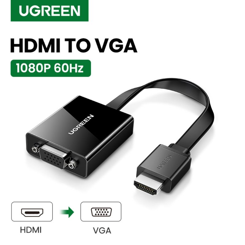 Convertidor Hdmi/Vga 1080P/60Hz M/H + Puerto Jack 3.5Mm NegroUGREEN Mm103 Hdmi