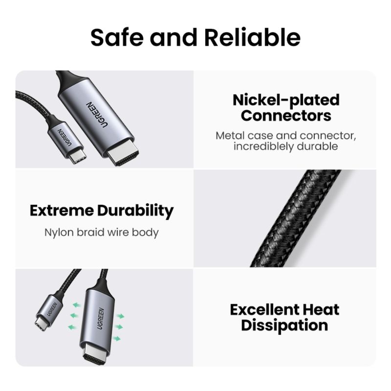 Cable-De-Video-Usb-C---Hdmi--4K-60Hz-Or-1080P-144Hz--Trenzado-1.5M-GrisUGREEN-Mm142-Cables-Adaptadores-y-Hub