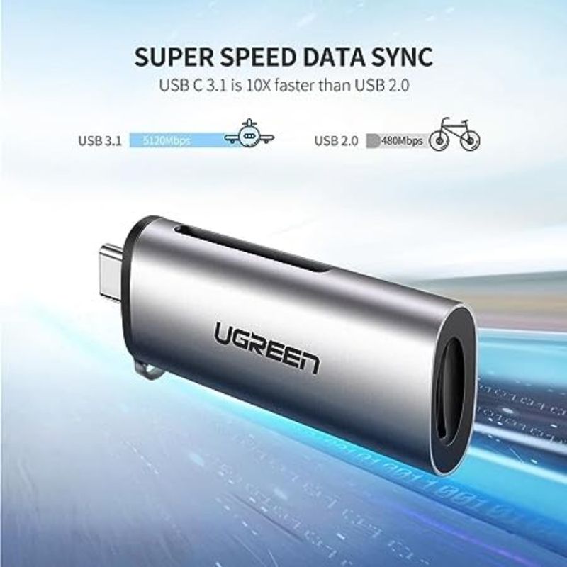 Lector-2En1-Multi-Tarjeta-De-Memoria-Usb-C-3.1--Sd-Microsd--Aluminio-SilverUGREEN-Cm184-Cables-y-Adaptadores