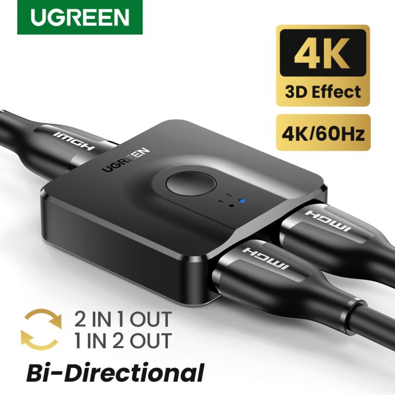 Switcher Hdmi 2.0 2X1 4K/60Hz Bi-Direccional NegroUGREEN Cm217 Hdmi