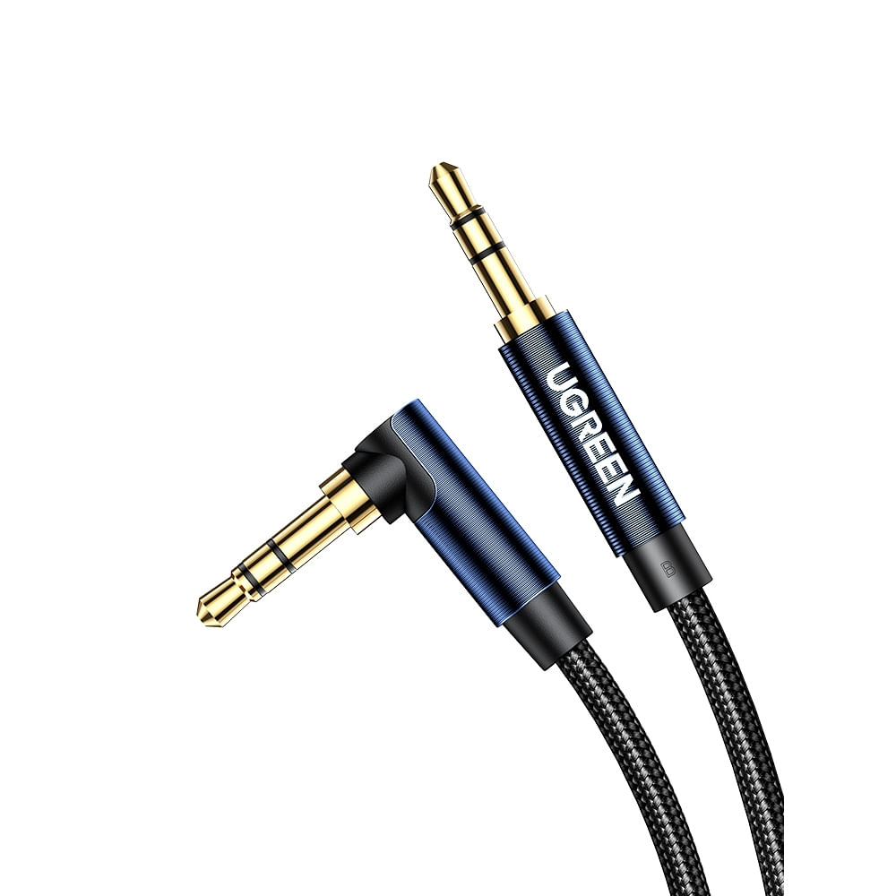 UGREEN CABLE AUDIO AUXILIAR CURVO JACK 3.5MM M/M TRENZADO 1M AZUL OSCURO  AV112