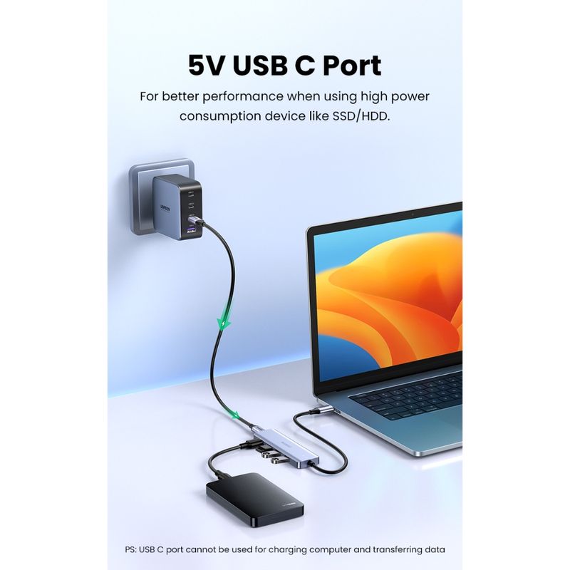 Hub-Usb-C---4-Usb-A-3.0-AluminioUGREEN-Cm219-Cables-Adaptadores-y-Hub