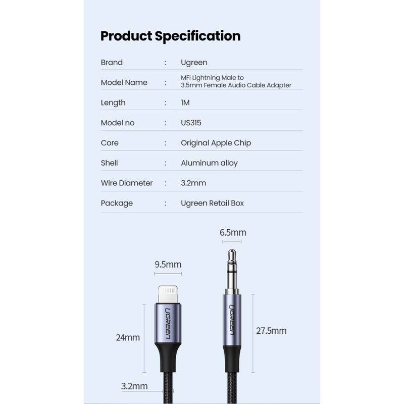 Cable-Adaptador-Jack-3.5Mm-Lightning-Mfi-Certified-M-M-1M-NegroUGREEN-Us315-Cables-y-Adaptadores