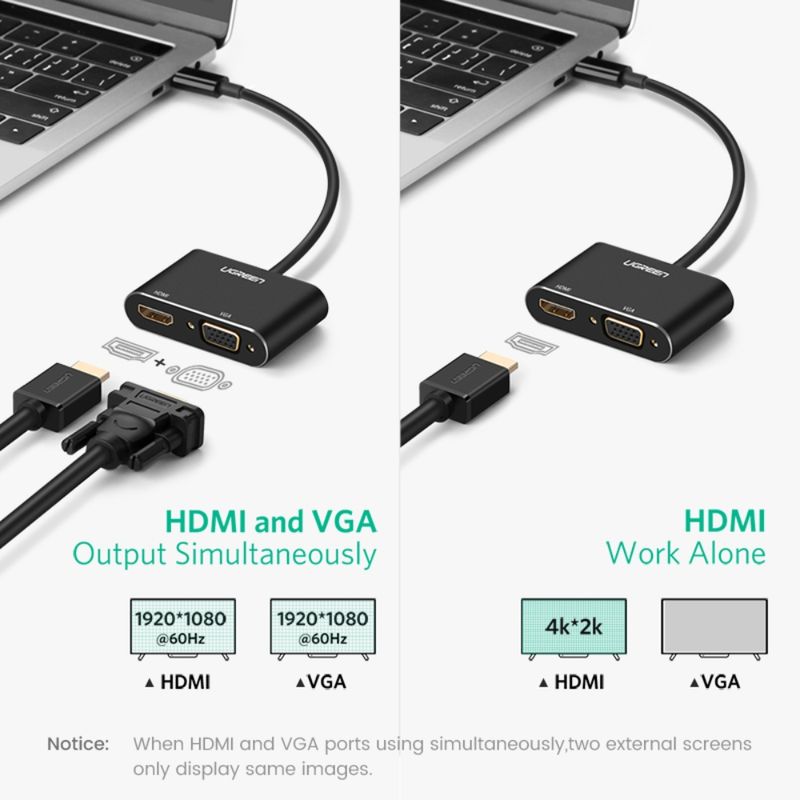 Convertidor-De-Video-Usb-C-M--Hdmi-4K-30Hz-H---Vga-H-1920X1200P-60Hz---Pd-In-BlancoUGREEN-Cm162-Cables-Adaptadores-y-Hub
