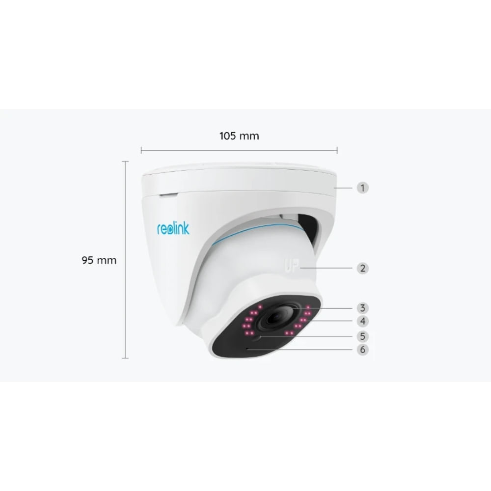 REOLINK CAMARA IP 8MP DOMO ALTA RESOLUCION 4K 3840 X 2160 DETECCION DE PERSONAS Y VEHICULOS