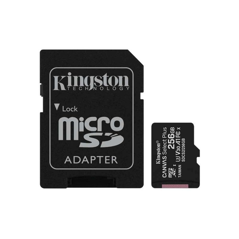Tarjeta-De-Memoria-Micro-Sd-256Gb-Kingston-Canvas-Select-Plus-Uhs-I-Hc-Clase-10-U1--Adaptador-Sd-Tarjetas-de-Memoria