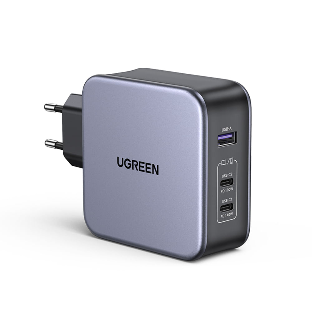 Caricatore Muro USB Doppio 17W - 1xUSB-A 1xUSB-C Con Cavo 1,5m - Ricarica Veloce - 2 Pezzi Colore Blu - 2