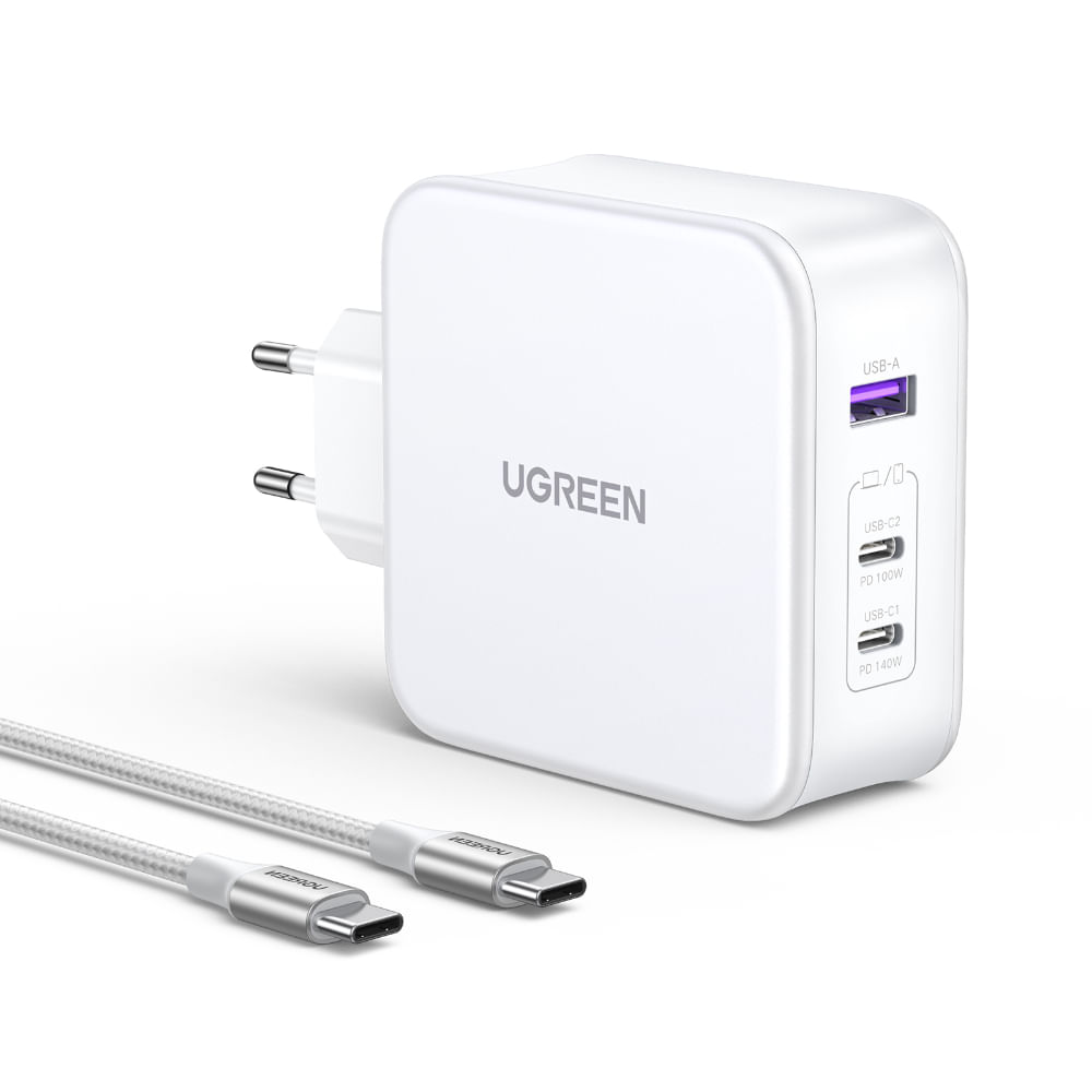 UGREEN CARGADOR GAN TECH FAST 140W 2 USB-C / USB-A BLANCO CD289-15339