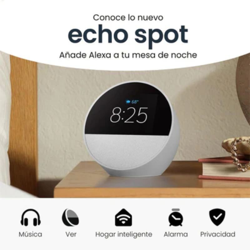 AMAZON-ALEXA-ECHO-SPOT-2024-RELEASE-SMART-ALARM-CLOCK-VIBRANT-SOUND-WHITE