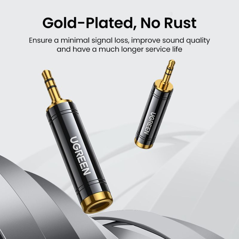 UGREEN-ADAPTADOR-GOLD-ESTEREO-JACK-6.3MM-H-M-PLUG-3.5MM-AV168