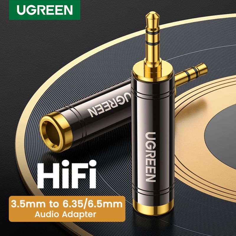 UGREEN-ADAPTADOR-GOLD-ESTEREO-JACK-6.3MM-H-M-PLUG-3.5MM-AV168