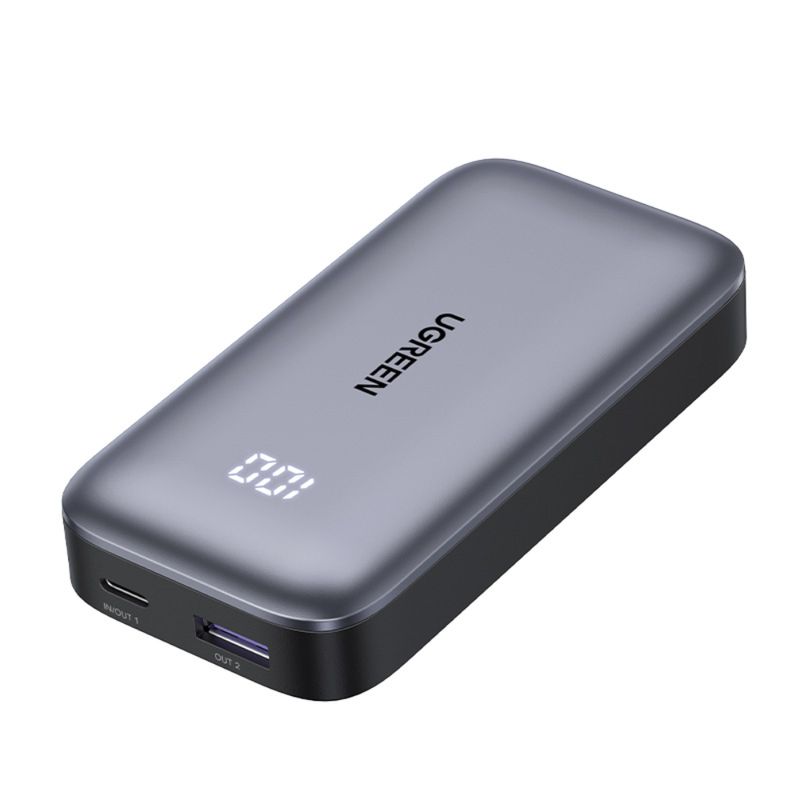 UGREEN-BATERIA-PORTATIL-10.000MAH-MINI-PANTALLA-QUICK-CHARGING-30W-GRIS-PB502
