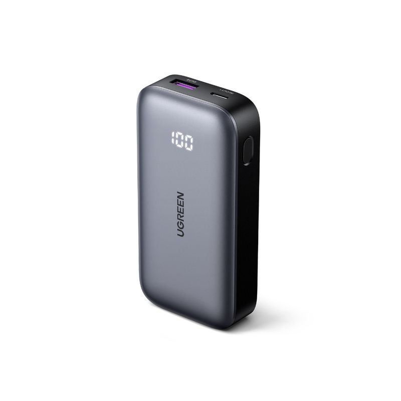 UGREEN-BATERIA-PORTATIL-10.000MAH-MINI-PANTALLA-QUICK-CHARGING-30W-GRIS-PB502