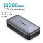 UGREEN-BATERIA-PORTATIL-10.000MAH-MINI-PANTALLA-QUICK-CHARGING-30W-GRIS-PB502