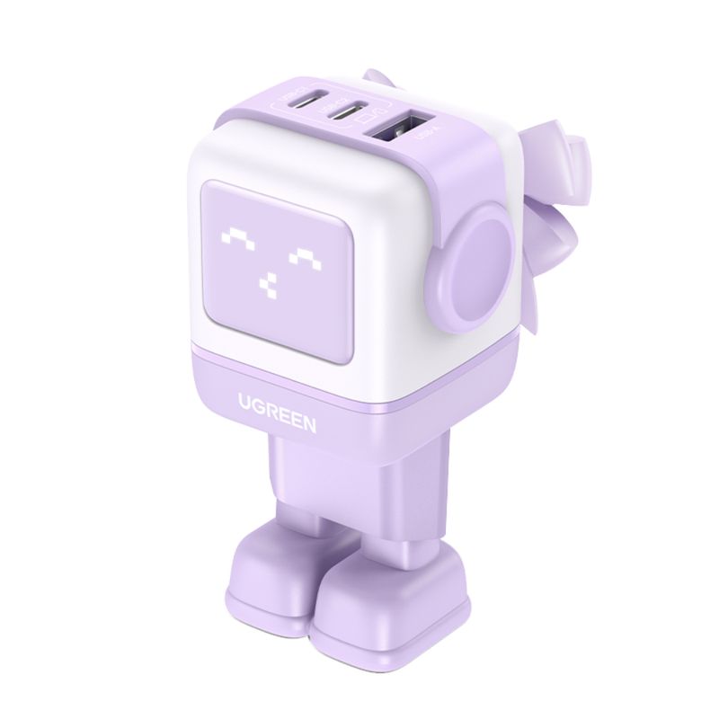 UGREEN-ROBOT-GAN-TECH-CARGADOR-65W-1-USB-A---2-USB-C-PURPURA-CD361
