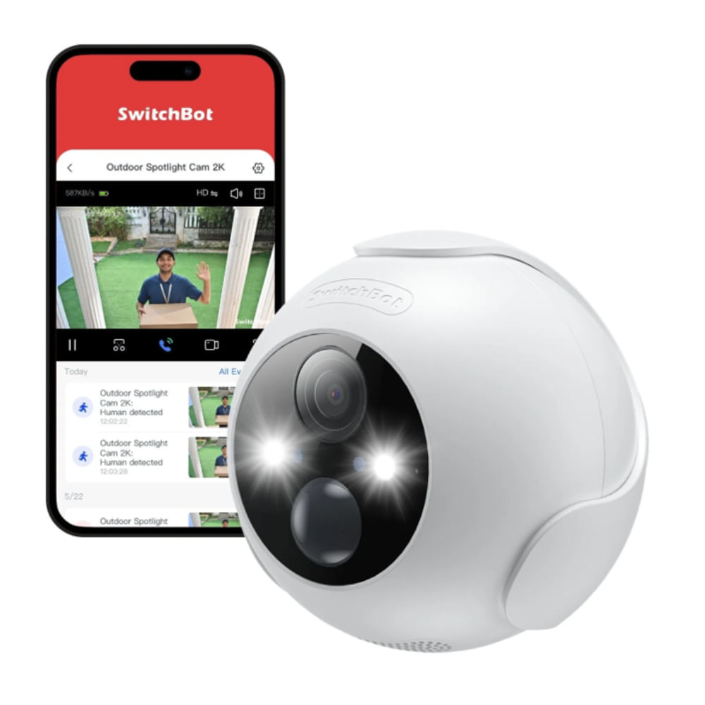 SWITCHBOT CAMARA EXTERIOR 2K WIFI CON BATERÍA LUZ LED