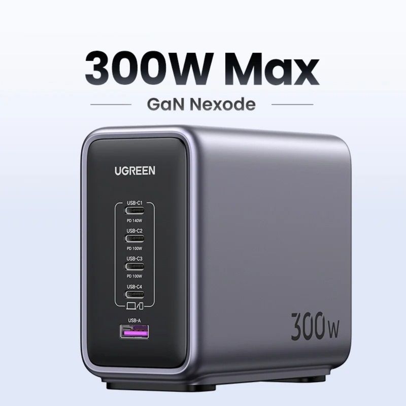 UGREEN-SUPER-CARGADOR-PARA-ESCRITORIO-300W-1-USB-A---4-USB-C-CD333