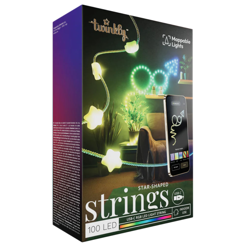TWINKLY CADENA DE ESTRELLAS LED RGB USB-C CABLE TRANSPARENTE TWKS100RGB-T