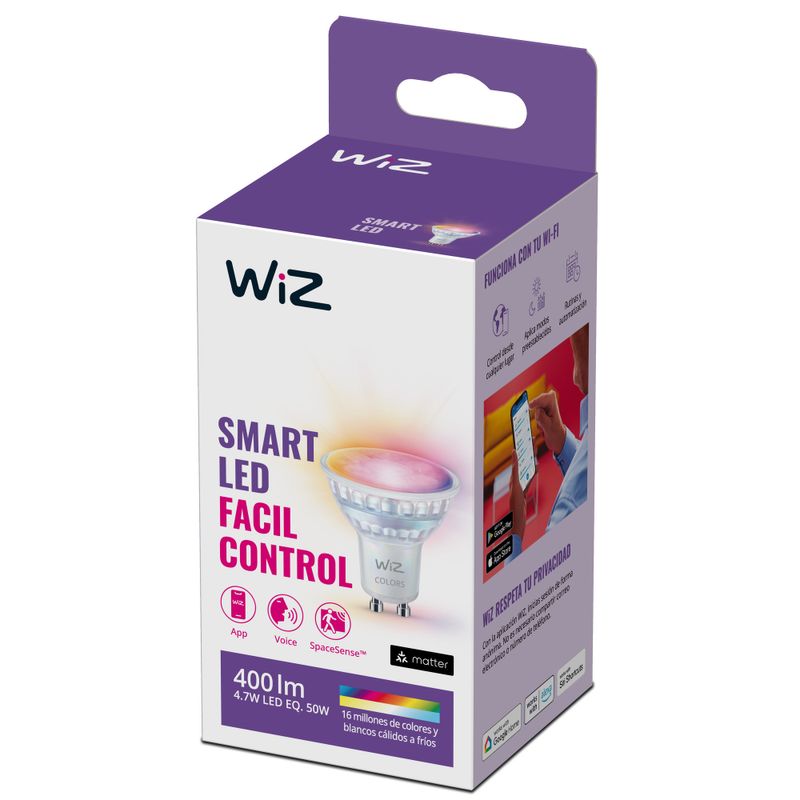 WIZ-AMPOLLETA-SMART-GU10-WIFI-WIZ-COLOR-AMBIENCE-BLE-COLOR-4.7W-220V-6-1PF