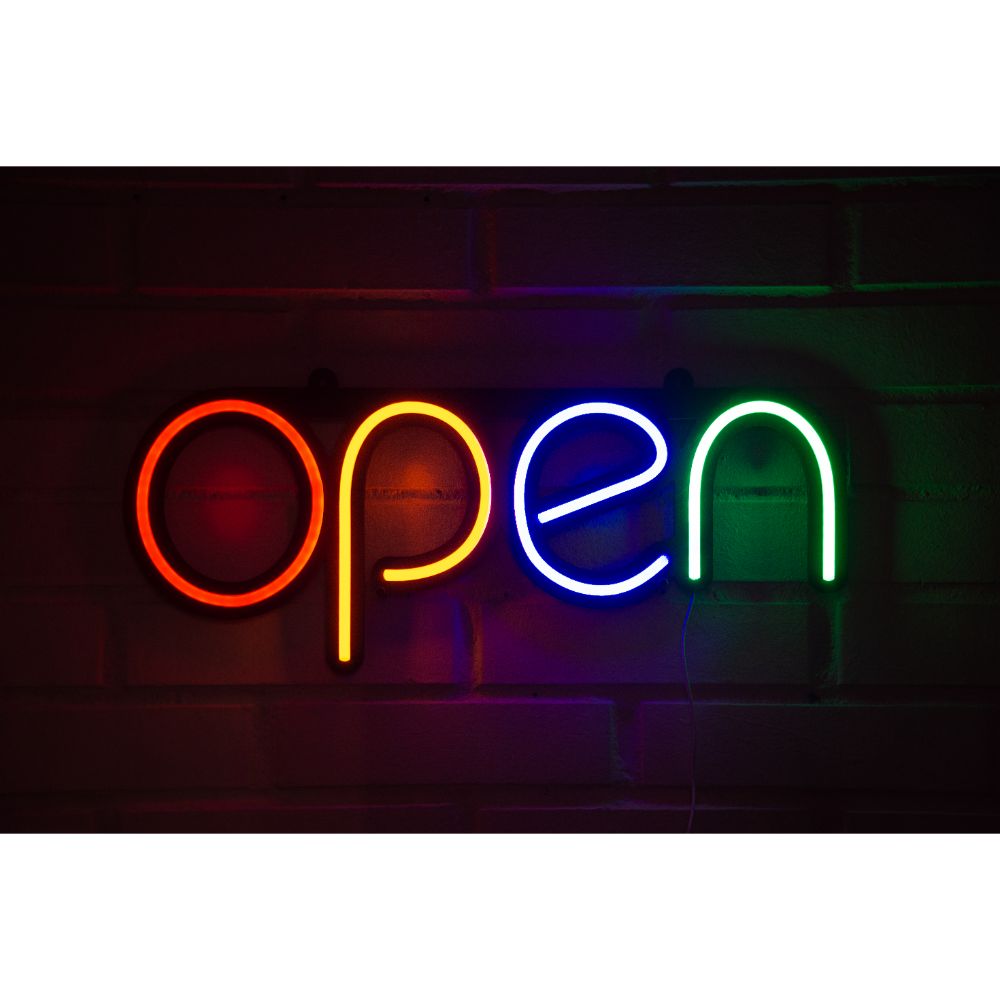 LETRERO ESTILO NEON OPEN (COLORES/USB/35.5X60.9CM) | smartstore.cl